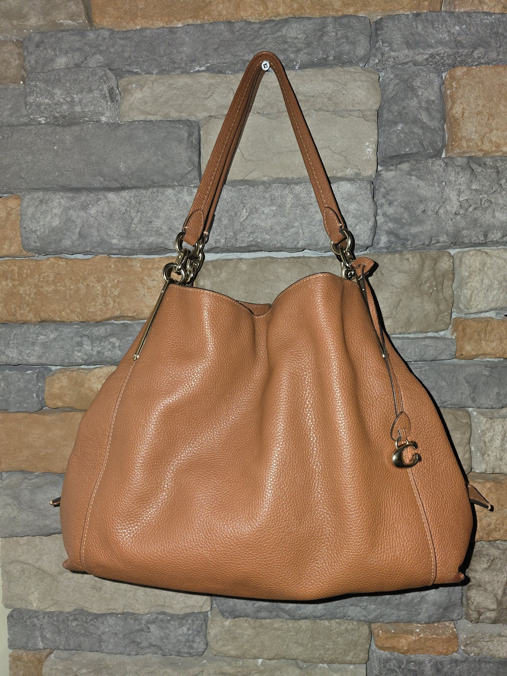COACH 73545 Dalton 31 Brown Pebbled Leather Shoulder Bag Gold Hardware *Read*